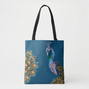 Elegant Watercolor Peacock Tote Bag
