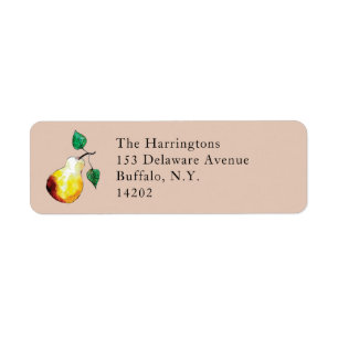 Elegant Watercolor Pear Brown Return Address Label