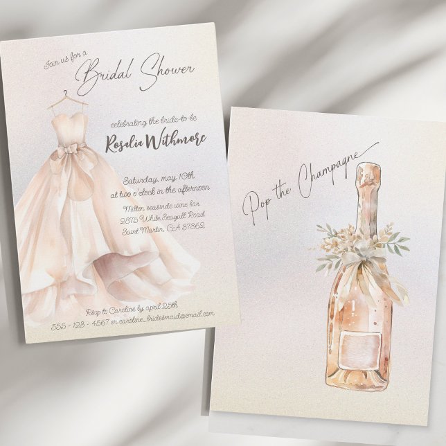 Elegant watercolor pearl white dress bridal shower invitation (Creator Uploaded)