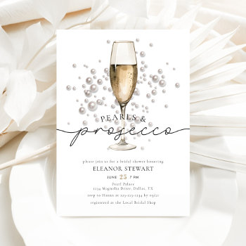 Elegant Watercolor Pearls & Prosecco Bridal Shower Invitation by WordsandConfetti at Zazzle