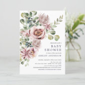 Elegant Watercolor Peonies Floral Baby Shower Invitation (Standing Front)