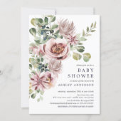 Elegant Watercolor Peonies Floral Baby Shower Invitation (Front)