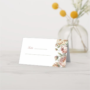 Elegant Watercolor Peonies Wedding Place Card