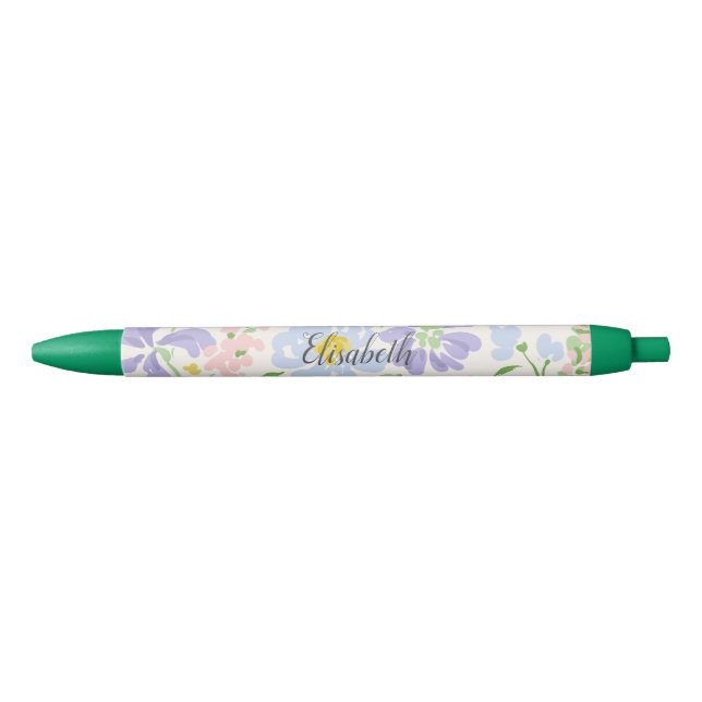 Elegant Watercolor Peony Flowers Monogram Pen (Front)