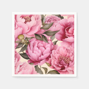 Elegant Watercolor Peony Flowers Napkins