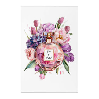 Elegant Watercolor Perfume Floral Bottle card Acrylic Print