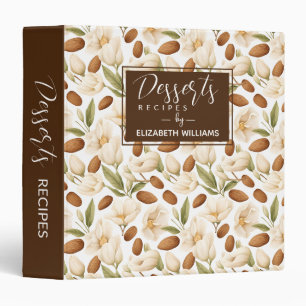 Elegant Watercolor Personalized Dessert Recipe 3 Ring Binder