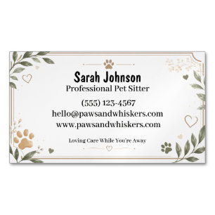 Elegant Watercolor Personalized Pet Sitter Business Card Magnet