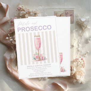 Elegant Watercolor Petals and Prosecco Bridal Sho Invitation