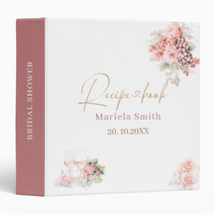 Elegant Watercolor Petals and prosecco Bridal show 3 Ring Binder
