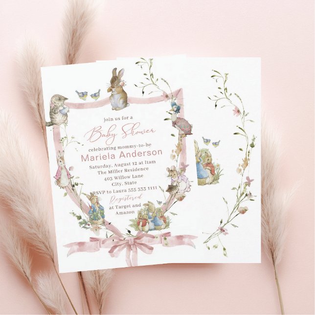 Elegant Watercolor Peter Rabbit wildflower  Baby S Invitation (Creator Uploaded)