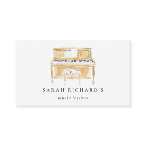 Elegant Watercolor Piano Musician Music Teacher Business Card