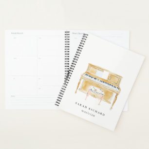 Elegant Watercolor Piano Musician Music Teacher Planner
