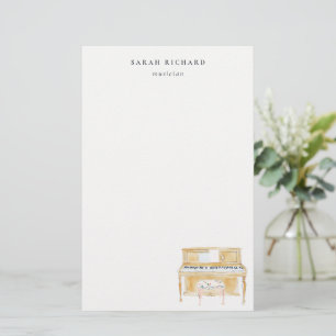 Elegant Watercolor Piano Musician Music Teacher Stationery