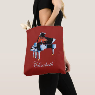Elegant Watercolor Piano Themed Personalized Tote Bag
