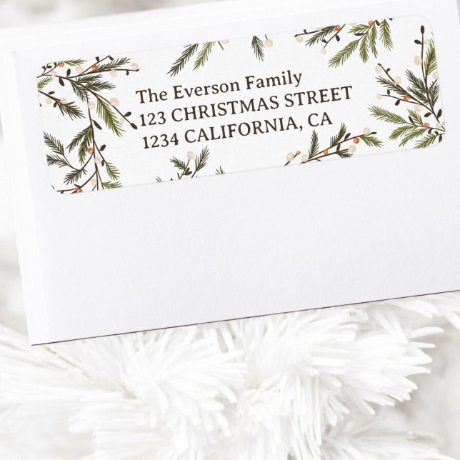Elegant Watercolor Pine Branches Wreath Christmas Label (Elegant Watercolor Pine Branches Wreath Christmas Label)