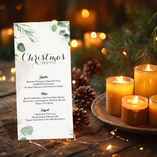 Elegant Watercolor Pine Christmas  Menu