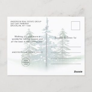 Elegant Watercolor Pine Tree Christmas Company  Postcard