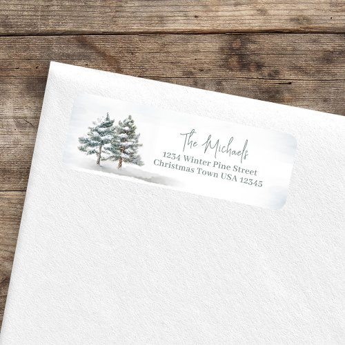 Elegant Watercolor Pine Trees Return Address Label