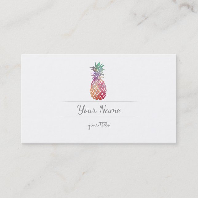 elegant watercolor pineapple business card (Front)