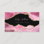 elegant watercolor pink agate on black business card