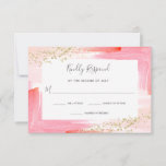 Elegant Watercolor Pink and Gold Bat Mitzvah RSVP Card<br><div class="desc">These gorgeous and elegant Bat Mitzvah rsvp response cards feature trendy watercolor painterly strokes in feminine shades of pink,  coral,  and orange,  with faux gold glitter look confetti.</div>