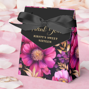 Elegant Watercolor Pink and Gold Flowers Pattern Favor Boxes