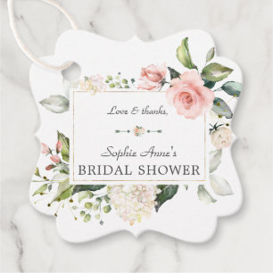 Elegant Watercolor Pink Blush Floral Bridal Shower Favor Tags