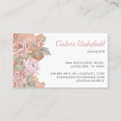 Elegant Watercolor Pink Botanical Peony Glitter Business Card (Back)
