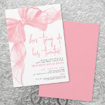 Elegant Watercolor Pink Bow Birthday Party Invitation<br><div class="desc">She’s Tying Up Her Twenties 30th Birthday Invitation. This chic design showcases a striking watercolor bow with a ribbon frame accenting the top and left side, giving the card a stylish and playful feel. The phrase “She’s Tying Up Her Twenties” is displayed in the lower right corner in graceful script,...</div>