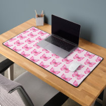 Elegant Watercolor Pink Butterflies Desk Mat