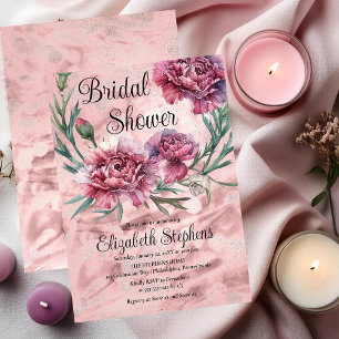 Elegant Watercolor Pink Carnations Bridal Shower Invitation