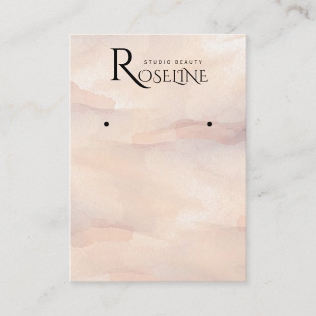 Elegant Watercolor pink  Earring Display Business Card (Front)
