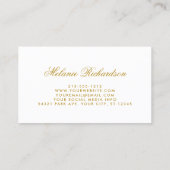 Elegant Watercolor Pink Floral and Gold Frame Business Card (Back)