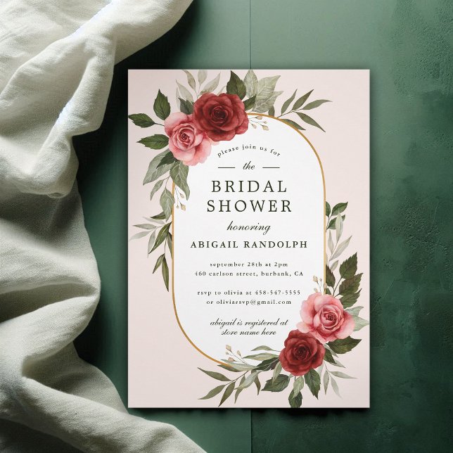 Elegant Watercolor Pink Floral Bridal Shower Invitation (Creator Uploaded)
