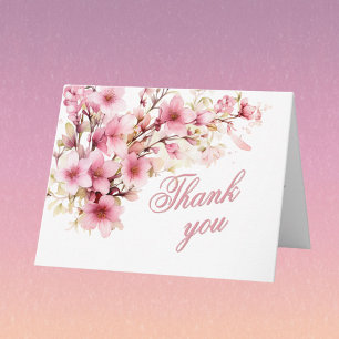 Elegant Watercolor Pink Floral Budget Retirement Thank You Card