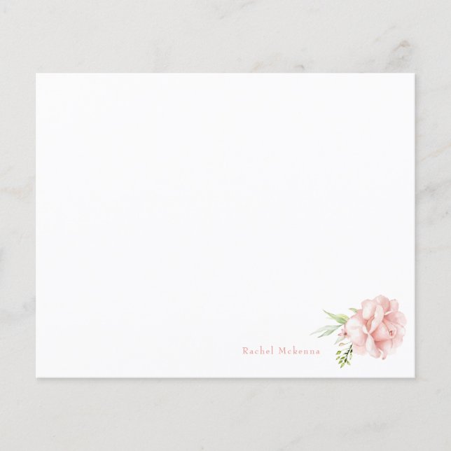 Elegant Watercolor Pink Floral Custom Stationery (Front)