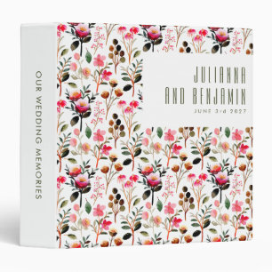 Elegant Watercolor Pink Floral Greenery Wedding 3 Ring Binder