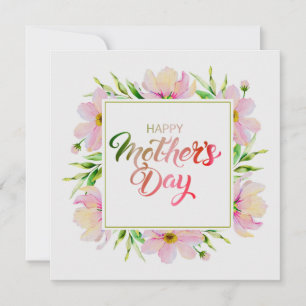 Elegant Watercolor Pink Floral Mother's Day Card