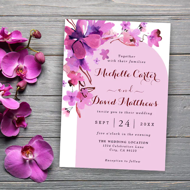 Elegant Watercolor Pink Florals Wedding Invitation Zazzle