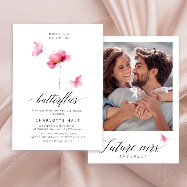 Elegant Watercolor Pink Flower Bridal Shower Invitation (Creator Uploaded)