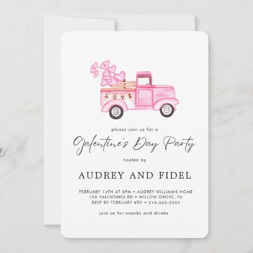 Elegant Watercolor Pink  Galentines Day Party  In Invitation