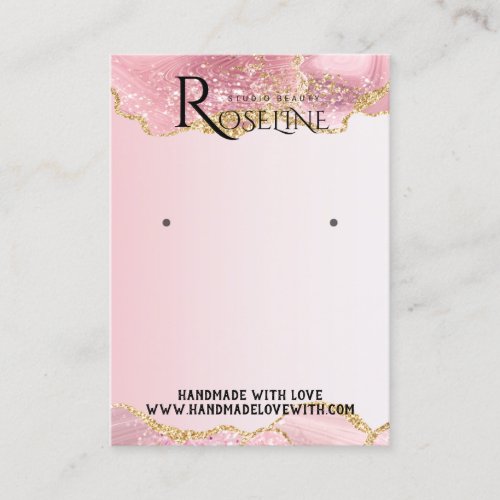 Elegant Watercolor pink glitter Earring Display Business Card