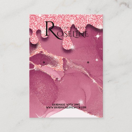 Elegant Watercolor pink glitter Earring Display Business Card