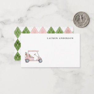 Elegant Watercolor Pink Golf cart Little Note Card