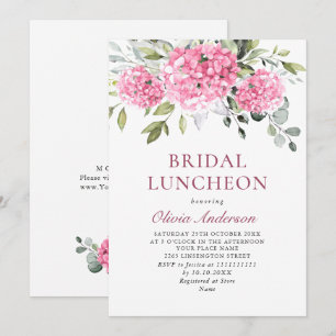 Elegant Watercolor Pink Hydrangea BRIDAL LUNCHEON Invitation