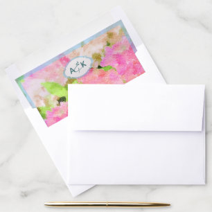 Elegant Watercolor Pink Hydrangea Garden Wedding Envelope Liner
