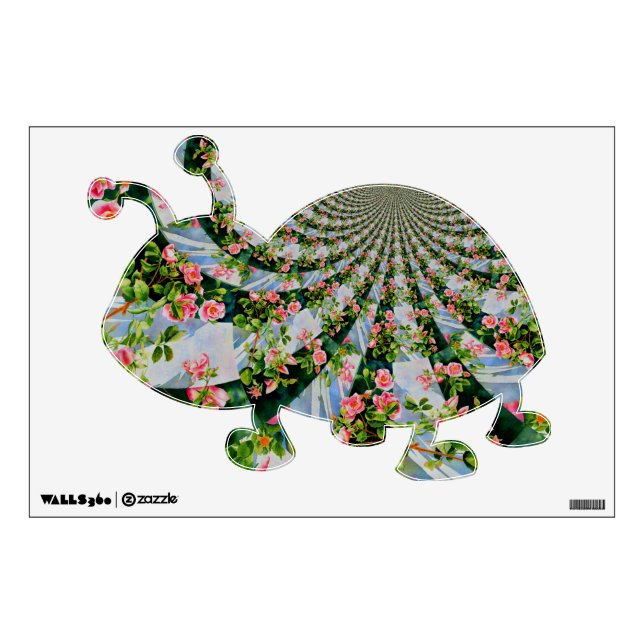 Elegant watercolor pink magenta rose mandala  wall decal (Front)