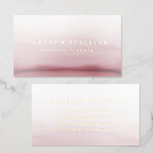 Elegant Watercolor Pink Ombre Modern Minimalist Foil Business Cards