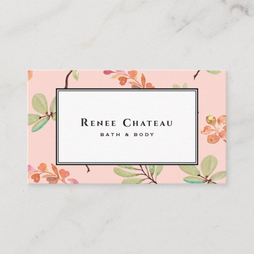 Elegant Watercolor Pink Peach Professional Business Card
